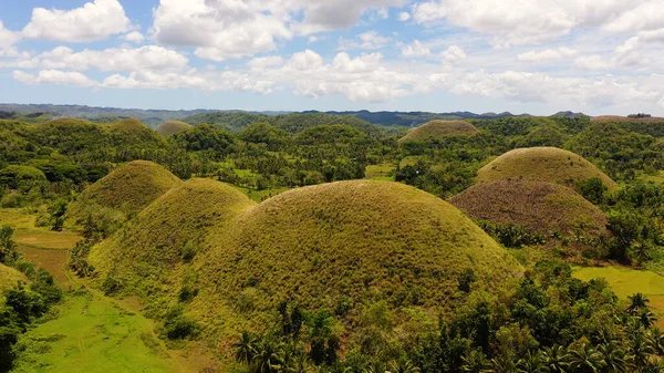 Çikolata Tepelerinin Insansız Hava Aracı Filipinler Bohol Adasındaki Ünlü Bir — Stok fotoğraf