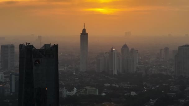 Jakarta Cidade Arranha Céus Pôr Sol Paisagem Urbana Indonésia — Vídeo de Stock