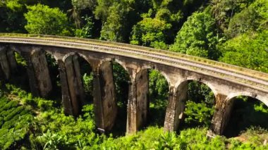 Aerial view of Ella nine arch bridge sri lanka most famous tourist attraction.