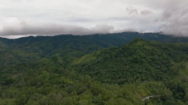 Sumatra, Endonezya 'da yeşil bitki ve ağaçlı dağlar ve tepeler.