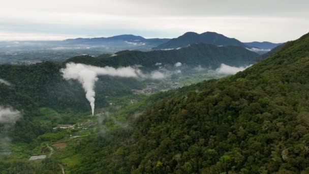 Vale Com Atividade Vulcânica Aldeia Vulcão Sibayak Berastagi Sumatra Indonésia — Vídeo de Stock