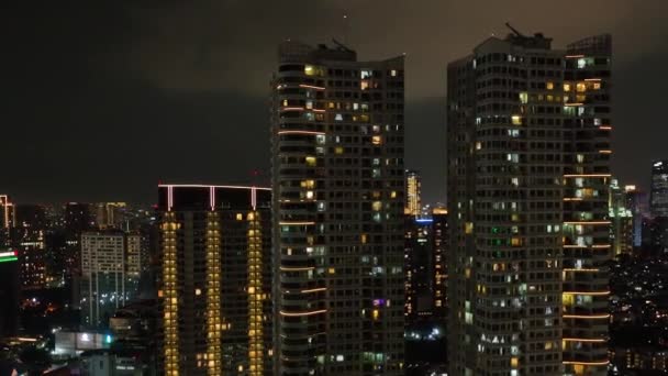 Night Panorama Jakarta City Skyscrapers — Stock Video