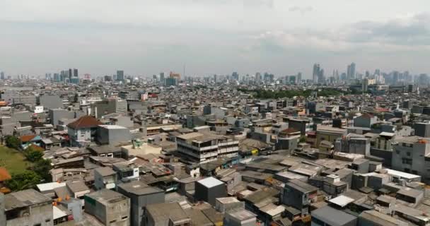 Baraccopoli Con Case Jakarta Paesaggio Urbano Indonesia — Video Stock