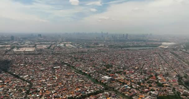 Baraccopoli Grattacieli Jakarta Paesaggio Urbano Indonesia — Video Stock