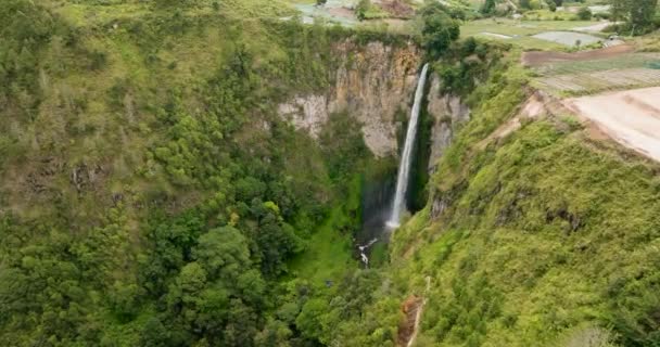 Καταρράκτης Στο Τροπικό Βουνό Sipico Piso Falls Ένα Ορεινό Φαράγγι — Αρχείο Βίντεο