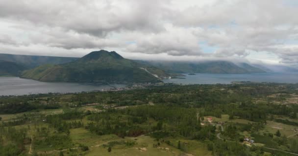 Ackerland Auf Der Insel Samosir Und Tobasee Sumatra Indonesien — Stockvideo
