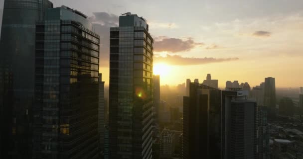 Jakarta Moderními Budovami Při Západu Slunce Městská Krajina Indonesia — Stock video
