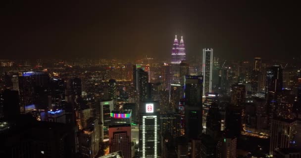 Kuala Lumpur Malaysia September 2022 Aerial View Illuminated Kuala Lumpur — Stock Video