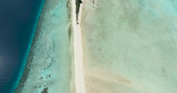 Pesawat Tanpa Awak Dari Pantai Berpasir Dan Terumbu Karang Sandbar — Stok Video