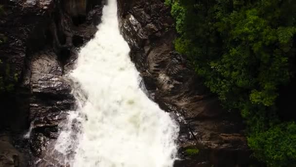 热带丛林中的瀑布 绿树成荫 斯里兰卡Bopath Falls — 图库视频影像