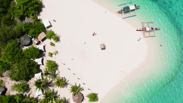 Vista Aérea Ilha Tropical Uma Bela Praia Virgin Island Filipinas — Vídeo de Stock