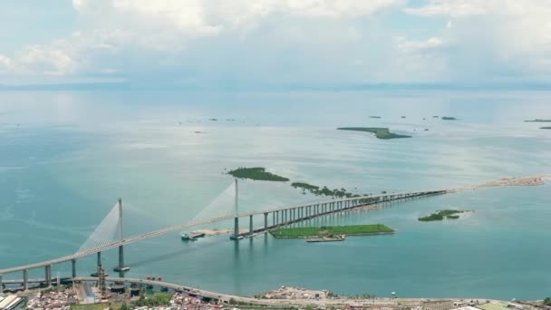 Cebu Várost Cordovát Összekötő Híd Tetején Cebu Cordova Gyorsforgalmi Fülöp — Stock videók