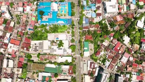 Luchtfoto Drone Van Straten Woonwijken Van Cebu City Stadsgezicht Filippijnen — Stockvideo