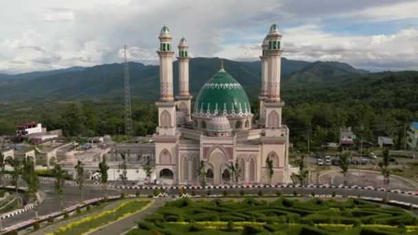 Vista Aérea Gran Mezquita Sumatra Masjid Agung Syahrun Nur Tapanuli — Vídeos de Stock
