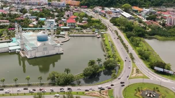 Toeristische Attractie Stad Moskee Bandaraya Kota Kinabalu Sabah Borneo Maleisië — Stockvideo