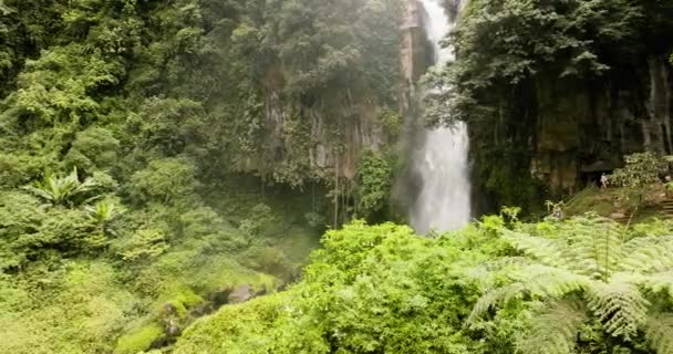 Tropický Vodopád Džungli Sikulikap Falls Horské Rokli Sumatra Indonésie — Stock video