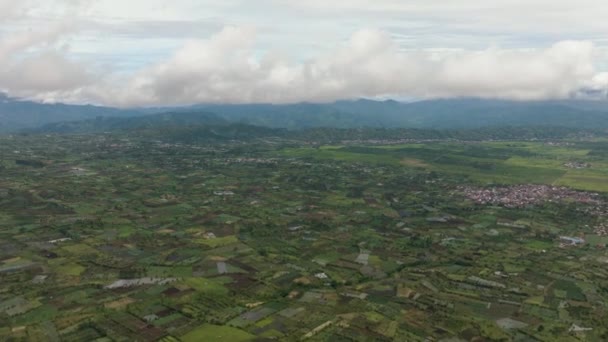 Berglandschap Met Groene Heuvels Landbouwgrond Kayu Aro Sumatra Indonesië — Stockvideo