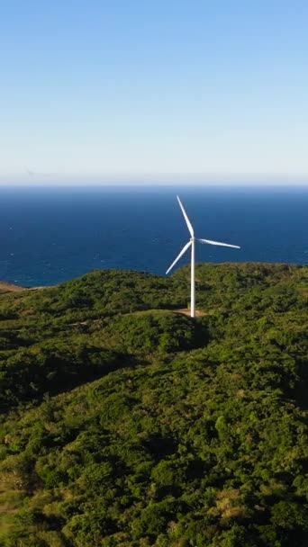 Wind Turbine Power Generators Sea Coastline Alternative Renewable Energy Philippines — 图库视频影像