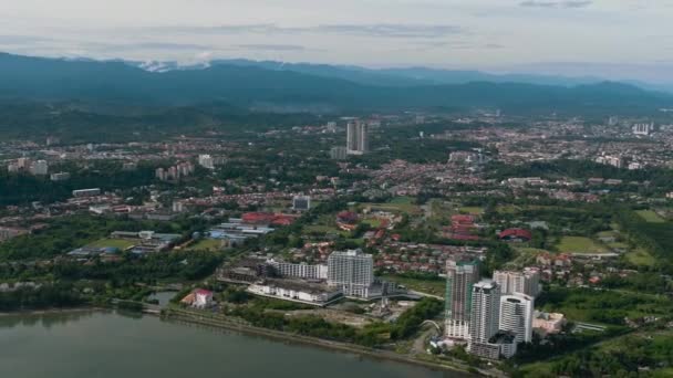 Veduta Aerea Kota Kinabalu Capitale Dello Stato Sabah Malesia Borneo — Video Stock