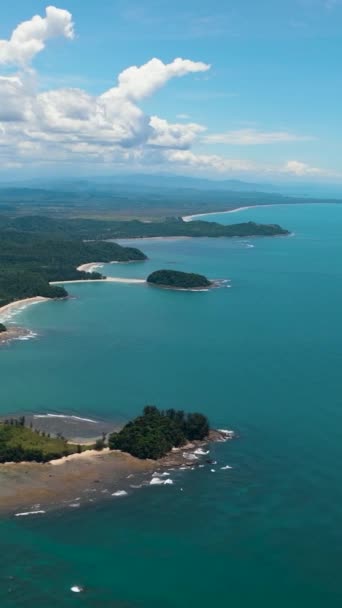 Widok Zatoki Laguny Plażami Wybrzeżu Wyspy Borneo Sabah Malezja — Wideo stockowe