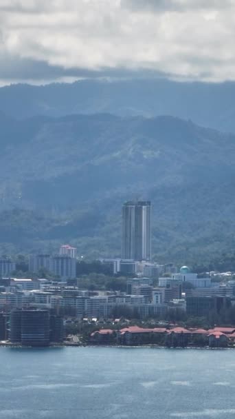 Πόλη Kota Kinabalu Κατοικημένες Περιοχές Και Σπίτια Βόρνεο Σάμπα Μαλαισία — Αρχείο Βίντεο