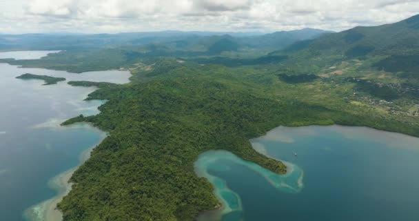 Ormanlı Borneo Adasının Kıyı Şeridi Sabah Malezya — Stok video