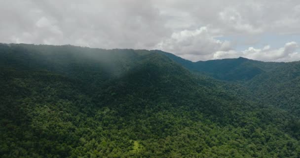 Een Drone Van Bergen Met Regenwoud Jungle Borneo Maleisië — Stockvideo
