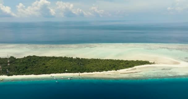 Vista Aérea Bela Ilha Com Praia Areia Mar Tropical Island — Vídeo de Stock