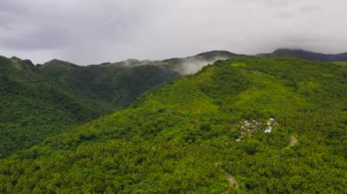 Dağ tepeleri ormanla kaplı dağ manzarasının hava aracı. Filipinler.