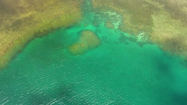 Τυρκουάζ Επιφάνεια Λιμνοθάλασσας Στην Ατόλη Και Κοραλλιογενή Ύφαλο Αντίγραφο Χώρο — Αρχείο Βίντεο