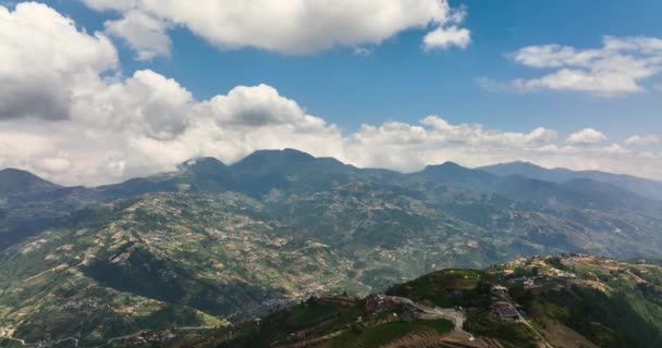 Гірські Схили Гірська Долина Фермами Сільськогосподарські Землі Горах Філіппіни Лусон — стокове відео