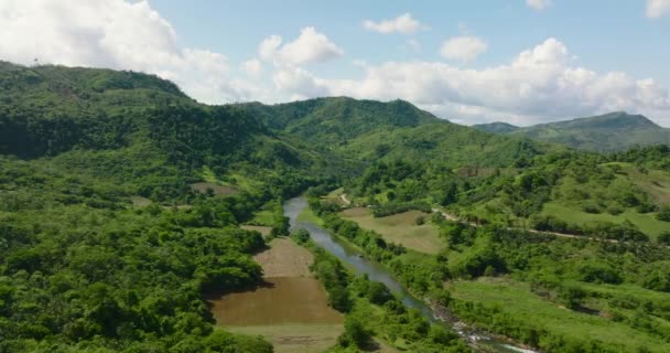 Veduta Aerea Del Paesaggio Tropicale Con Montagne Colline Filippine — Video Stock