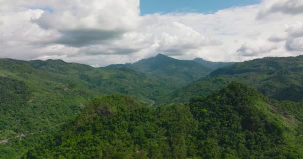 Aerial Drone Jungle Mountains Philippines Mountain Slopes Tropical Vegetation — Stock Video