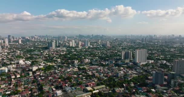 Top View Manila Capital Philippines Modern Buildings Skyscrapers — Stockvideo