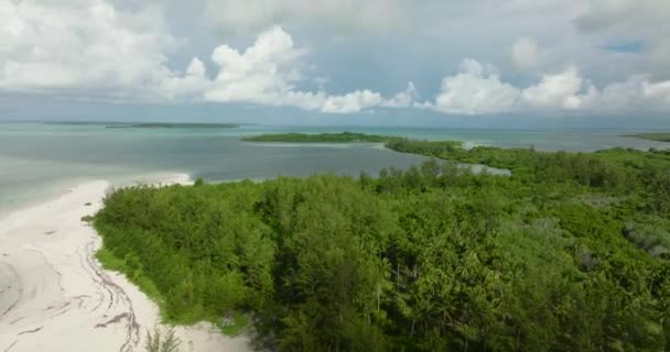 Тропические Острова Песчаным Пляжем Бирюзовой Водой Пунта Себаринг Балабак Палаван — стоковое видео