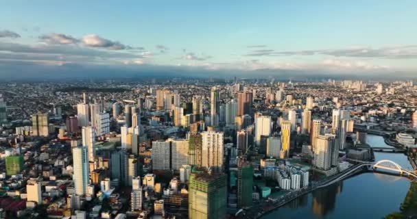 Vista Aérea Paisagem Urbana Cidade Manila Com Arranha Céus Filipinas — Vídeo de Stock