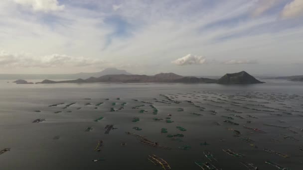 Vista Aérea Granjas Peces Lago Taal Cerca Del Volcán Tagaytay — Vídeo de stock