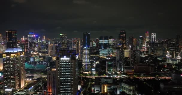 Повітряний Безпілотник Індонезійської Столиці Джакарти Вночі — стокове відео