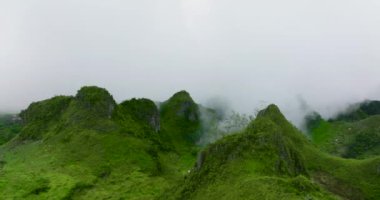 Aerial drone of Osmena Peak. View of green mountains. Cebu Philippines.