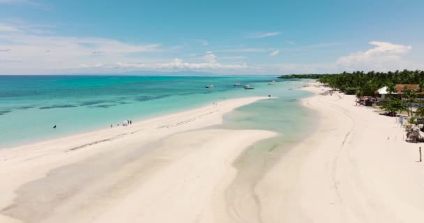 Vista Aérea Praia Tropical Com Palmeiras Ilha Bantayan Filipinas — Vídeo de Stock