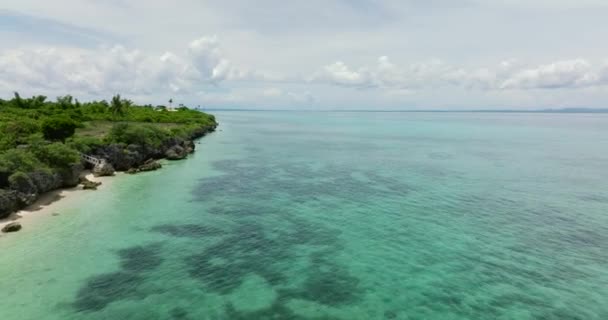 Vista Aérea Praia Areia Água Azul Turquesa Ilha Bantayan Filipinas — Vídeo de Stock