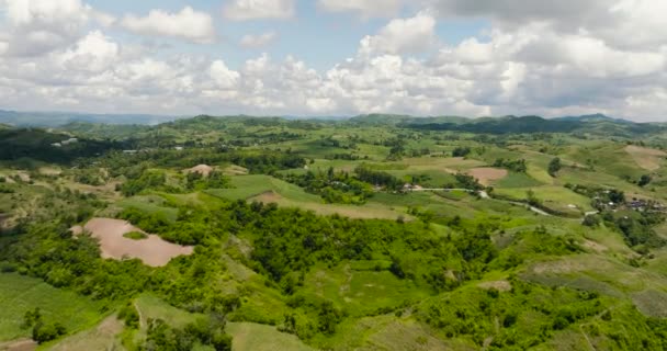 Вид Сверху Горные Склоны Редчайшими Фермерскими Угодьями Негрос Филиппины — стоковое видео
