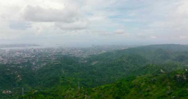 Luchtfoto Van Cebu Filippijnen Met Residentiële Gebouwen Wolkenkrabbers — Stockvideo