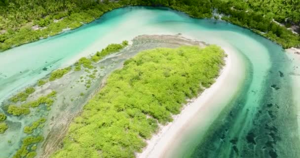 Aerial View Beautiful Beach Island Blue Lagoon Bantayan Island Philippines — Stock Video