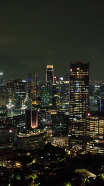 Night Downtown Jakarta High Rise Buildings — Stock Video