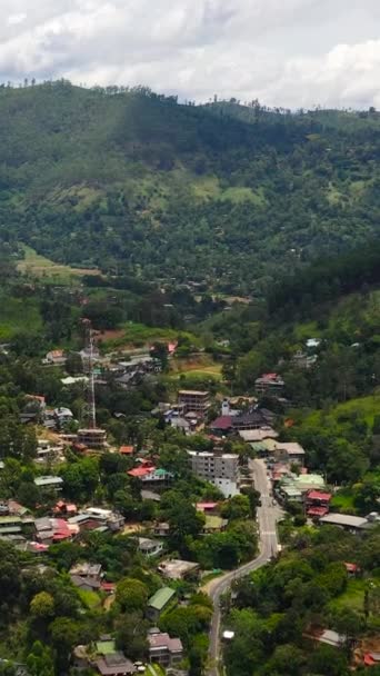 Ella Nın Dağların Çay Evlerinin Arasındaki Hava Manzarası Sri Lanka — Stok video
