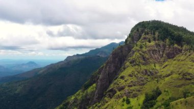 Dağlardaki tropik yeşil orman ve dağlık arazilerdeki orman tepeleri. Ella Rock, Sri Lanka.