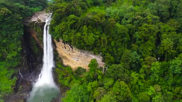 Cascada Selva Selva Drone Aéreo Laxapana Falls Sri Lanka — Vídeos de Stock