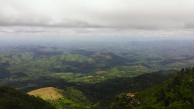 Aerial drone of Tropical mountain range and mountain slopes with rainforest. Sri Lanka.
