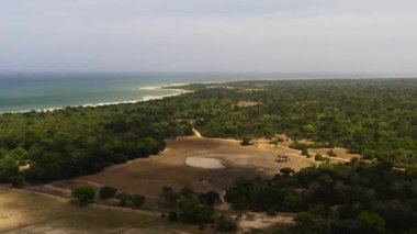Ocean with a beach in the national park among the jungle.